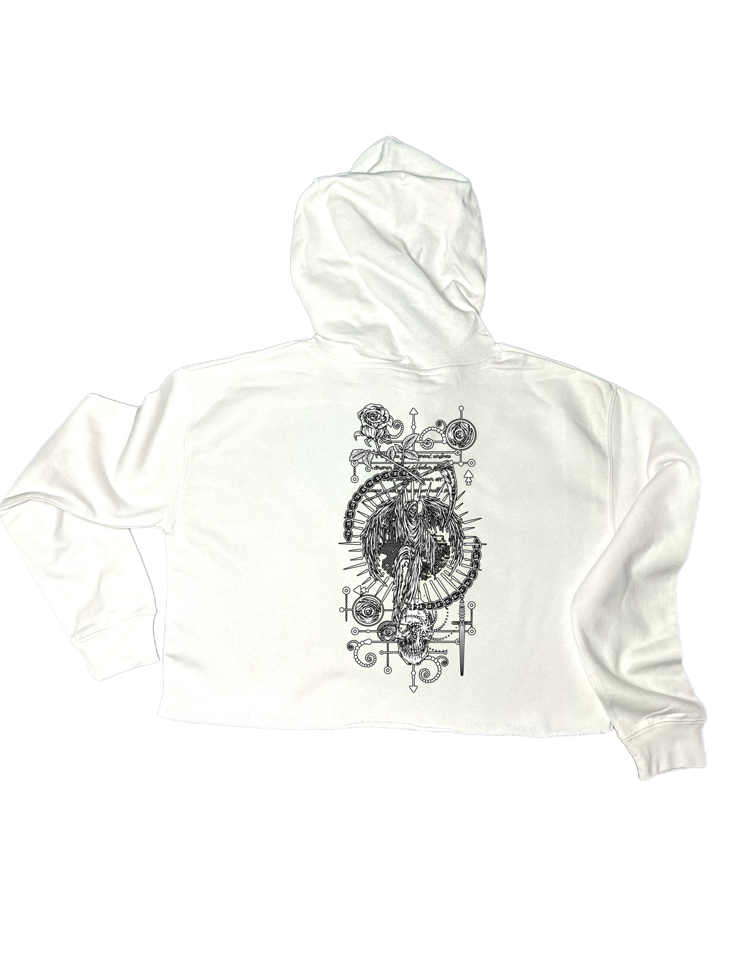 Angel of Death Ladies Crop Hoodie - Morbid Elegance 