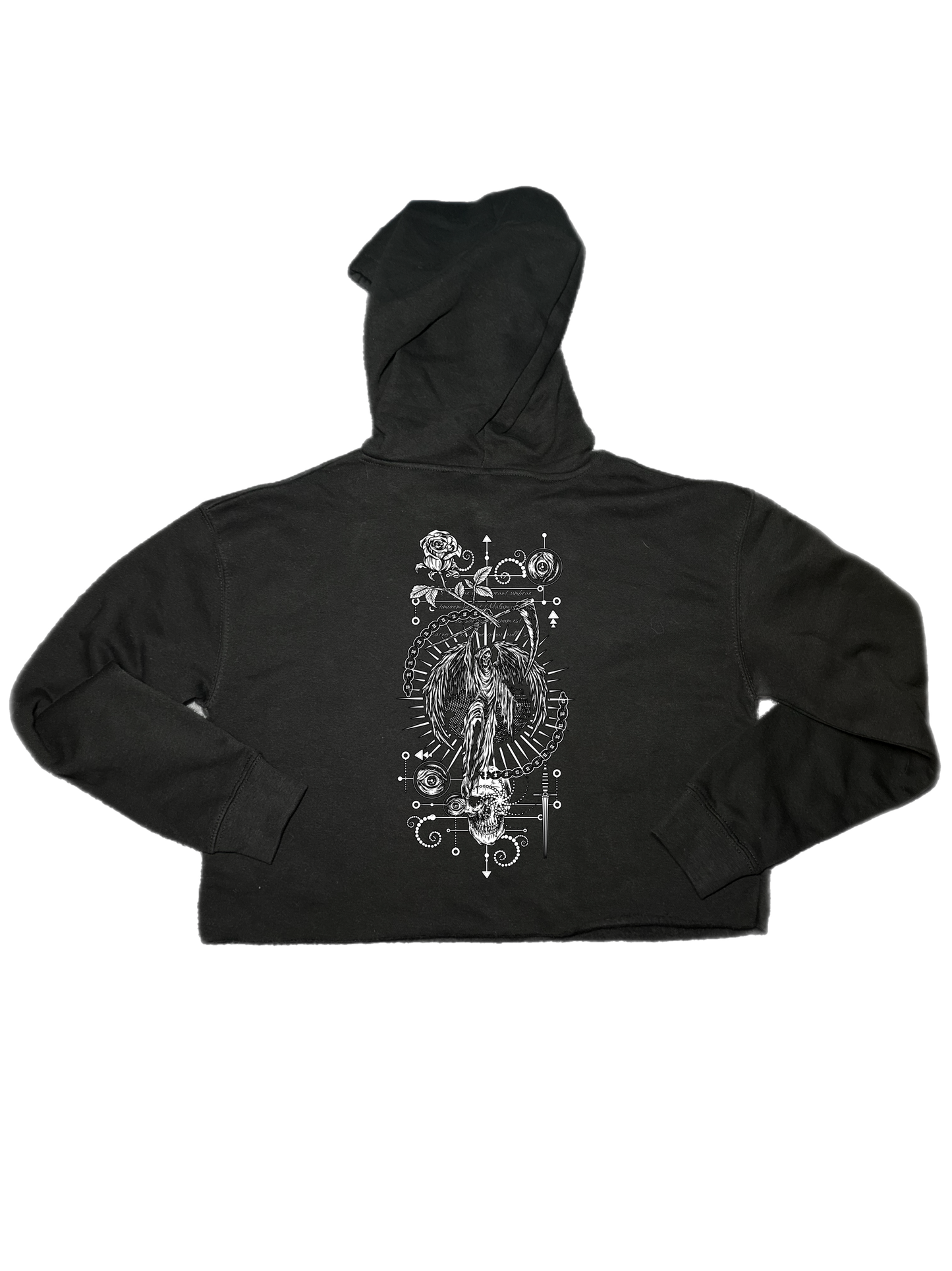 Angel of Death Ladies Crop Hoodie - Morbid Elegance 