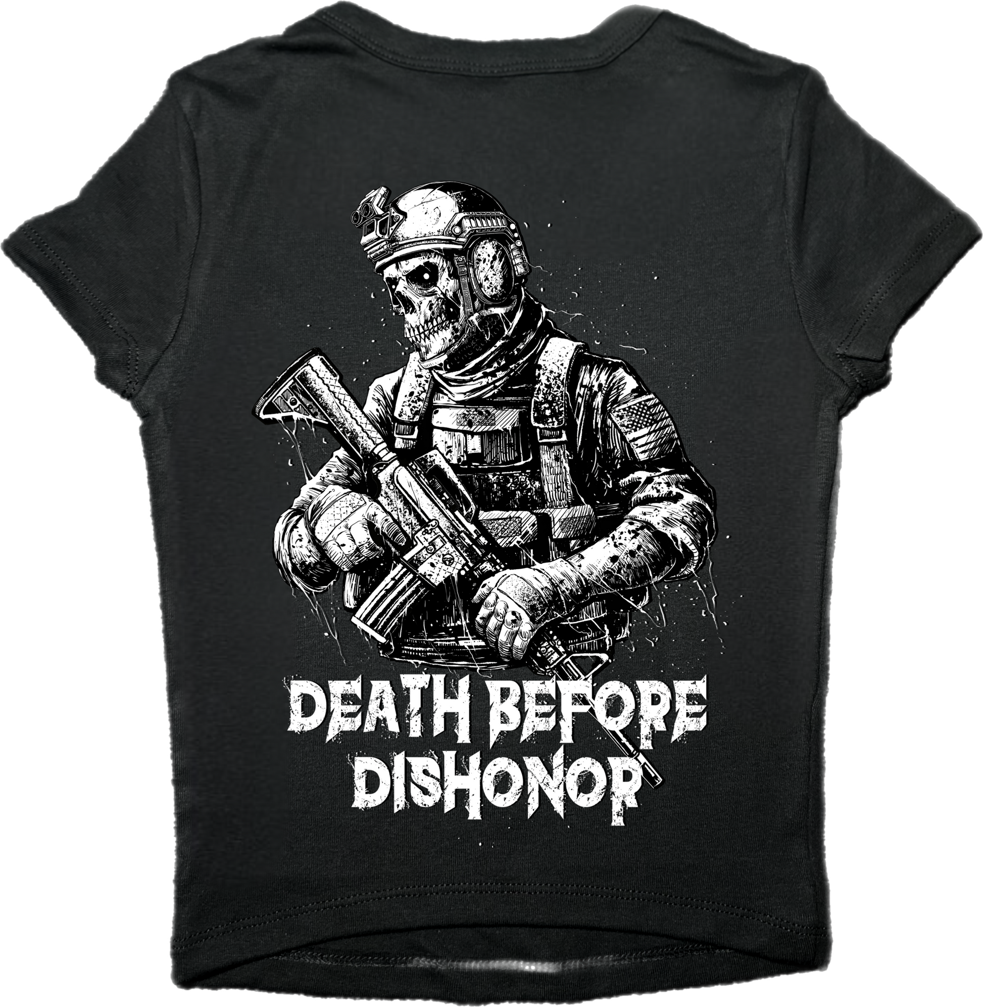 Death Before Dishonor Micro Ribbed Crop Top - Morbid Elegance 