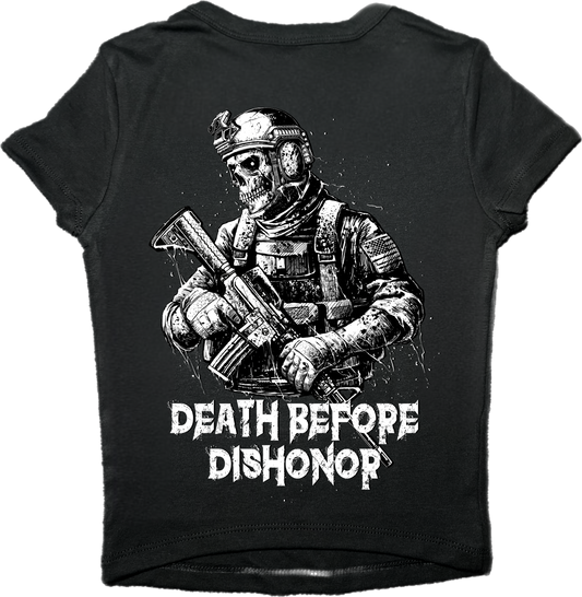 Death Before Dishonor Micro Ribbed Crop Top - Morbid Elegance 