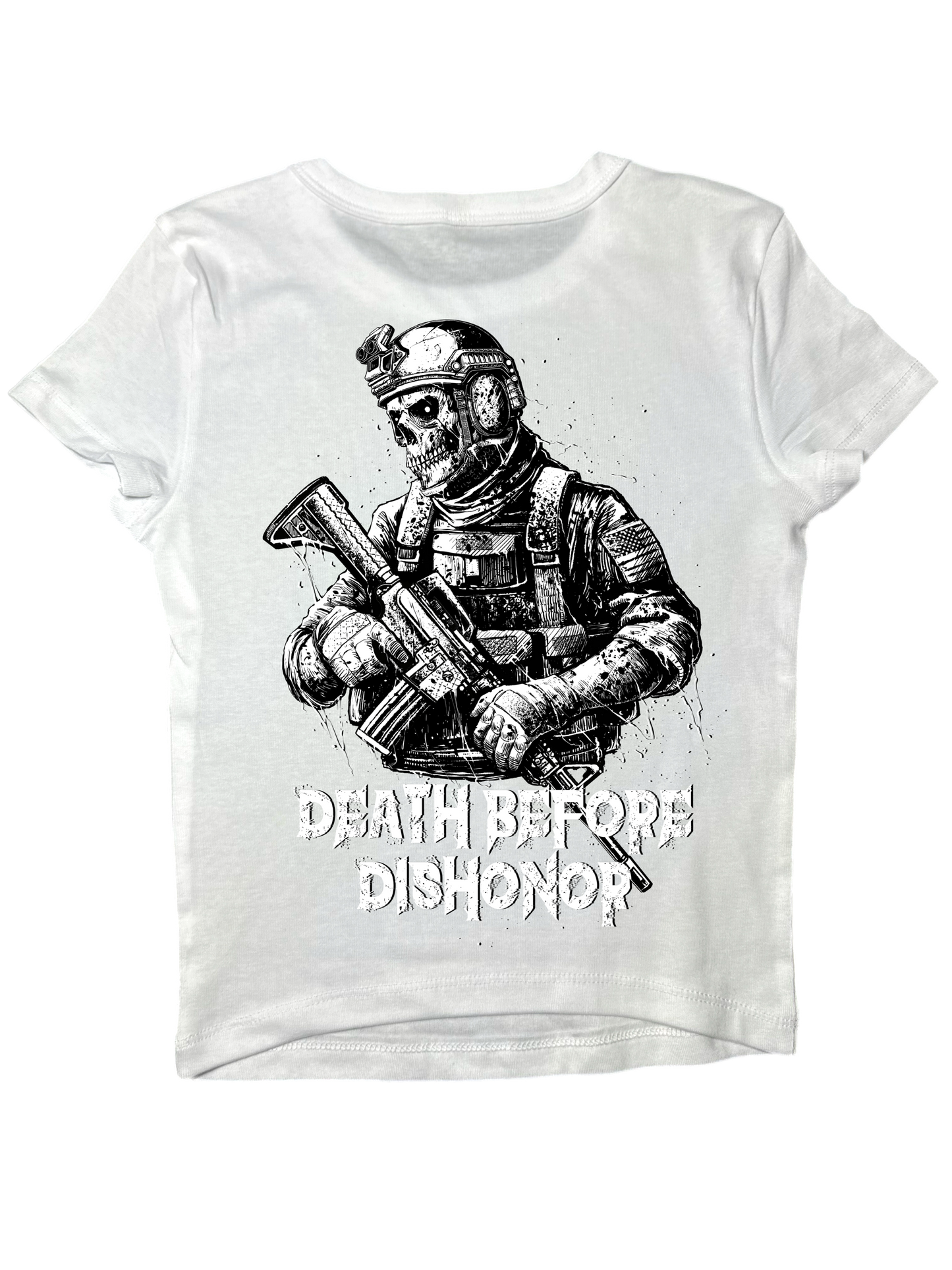 Death Before Dishonor Micro Ribbed Crop Top - Morbid Elegance 