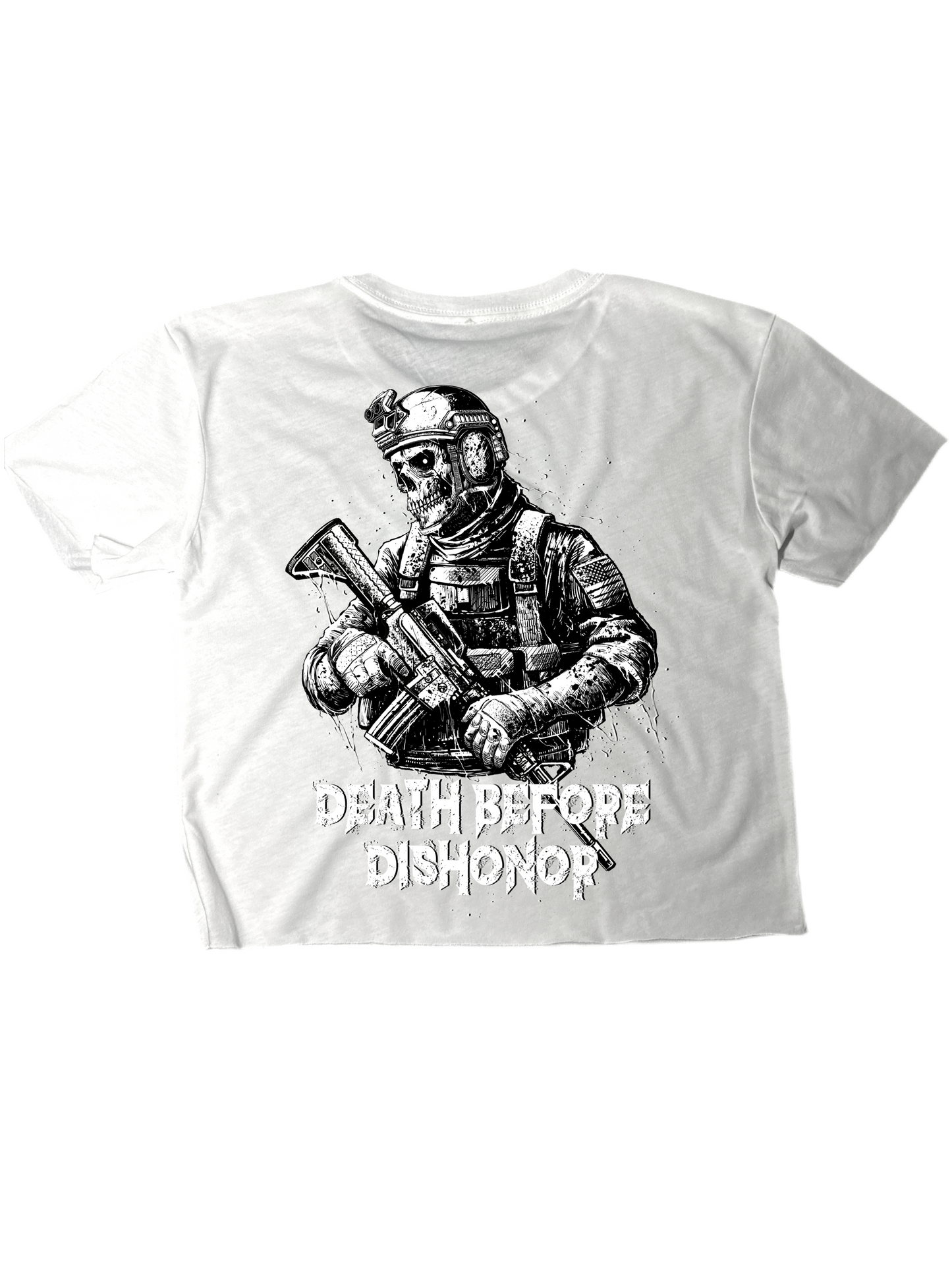 Death Before Dishonor Relaxed Crop Top - Morbid Elegance 