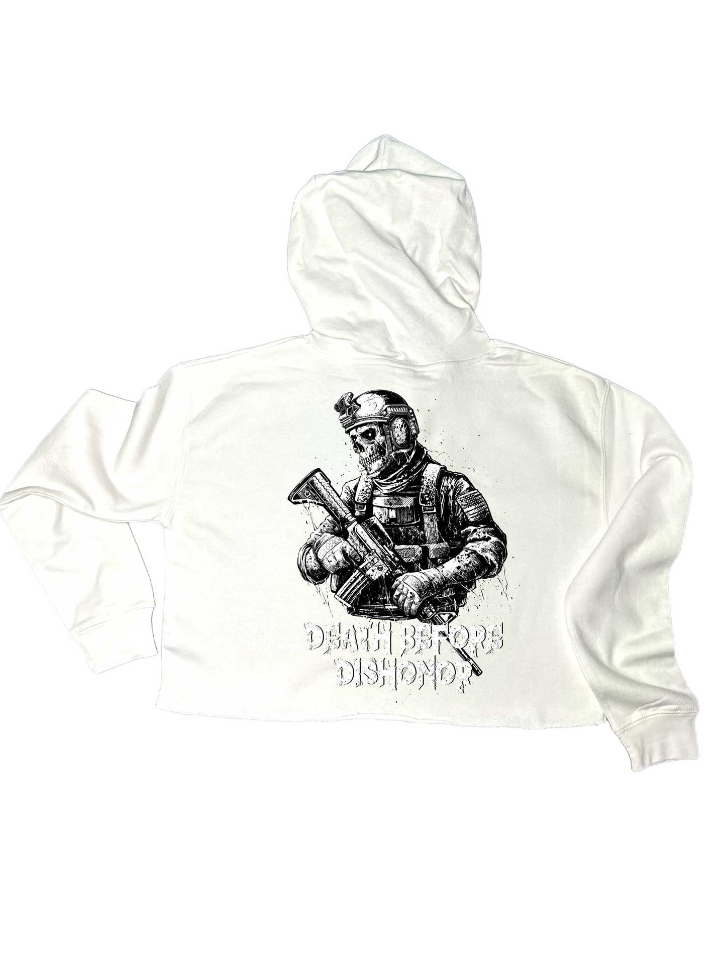 Death Before Dishonor Crop Hoodie - Morbid Elegance 