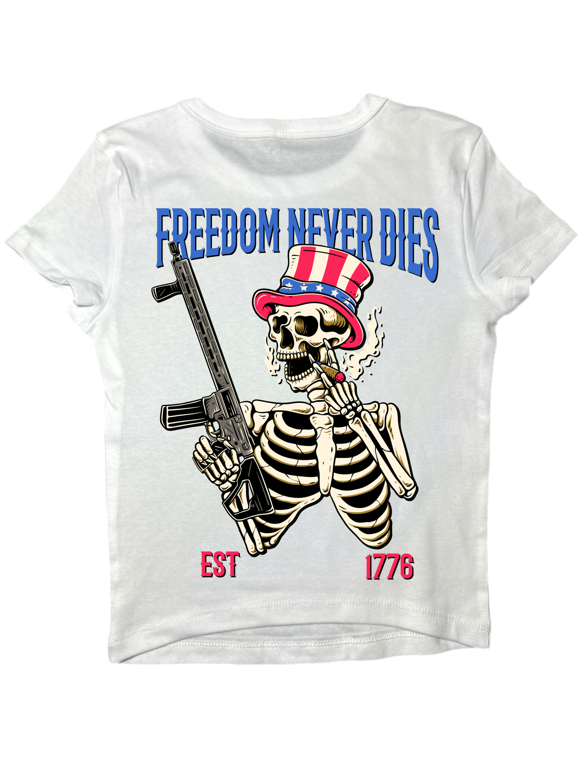 Freedom Never Dies Micro Ribbed Crop Top - Morbid Elegance 