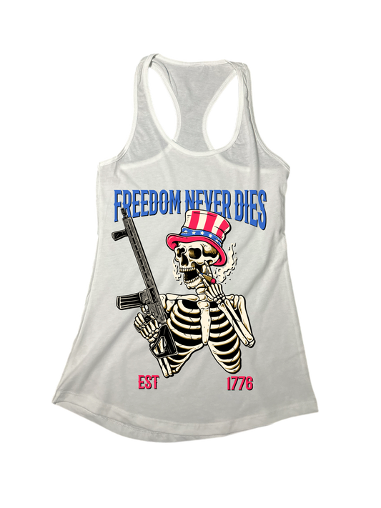 Freedom Never Dies Ladies Racer Back Tank Top - Morbid Elegance 